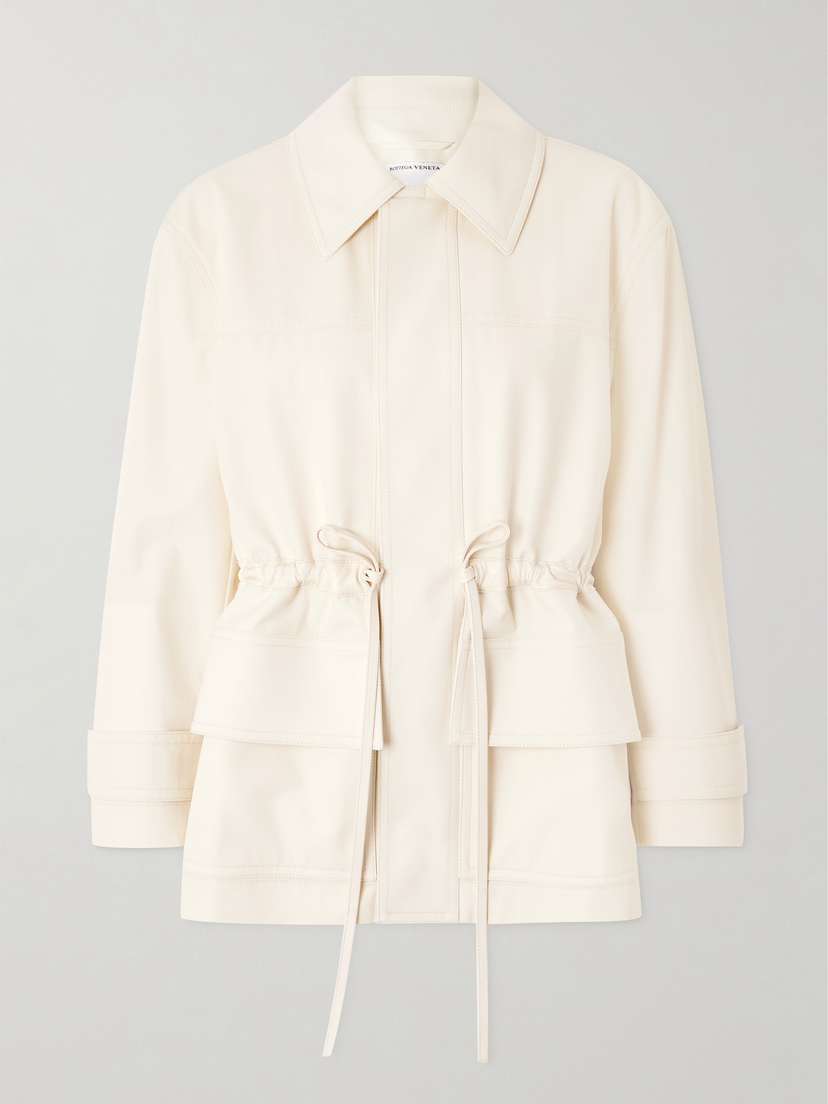 Leather-trimmed Cotton-twill Jacket