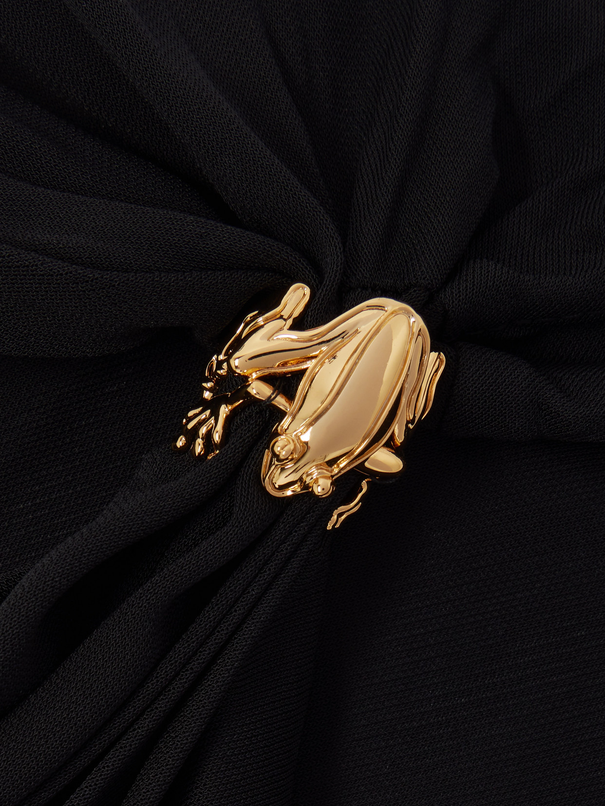 Bottega Veneta Black One-shoulder Draped Midi-dress