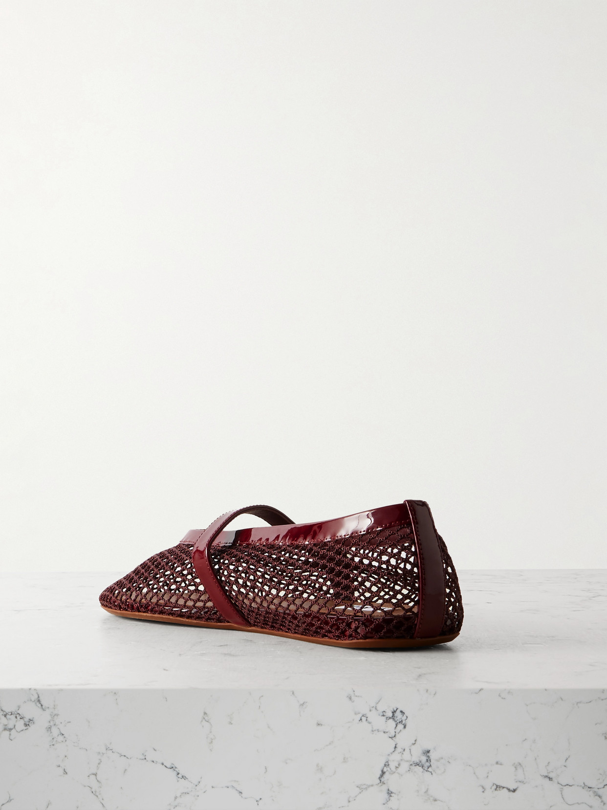 Alaïa Patent Leather-trimmed Mesh Ballet Flats