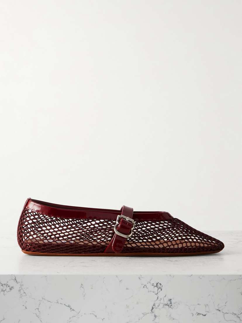 Alaïa Patent Leather-trimmed Mesh Ballet Flats