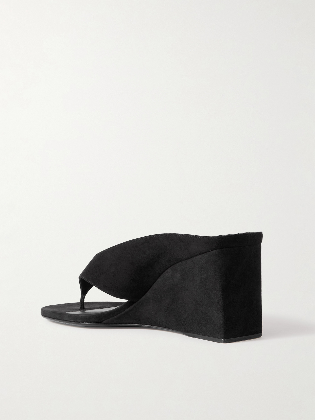 Alaïa Tong 75 Velvet Wedge Sandals In Black