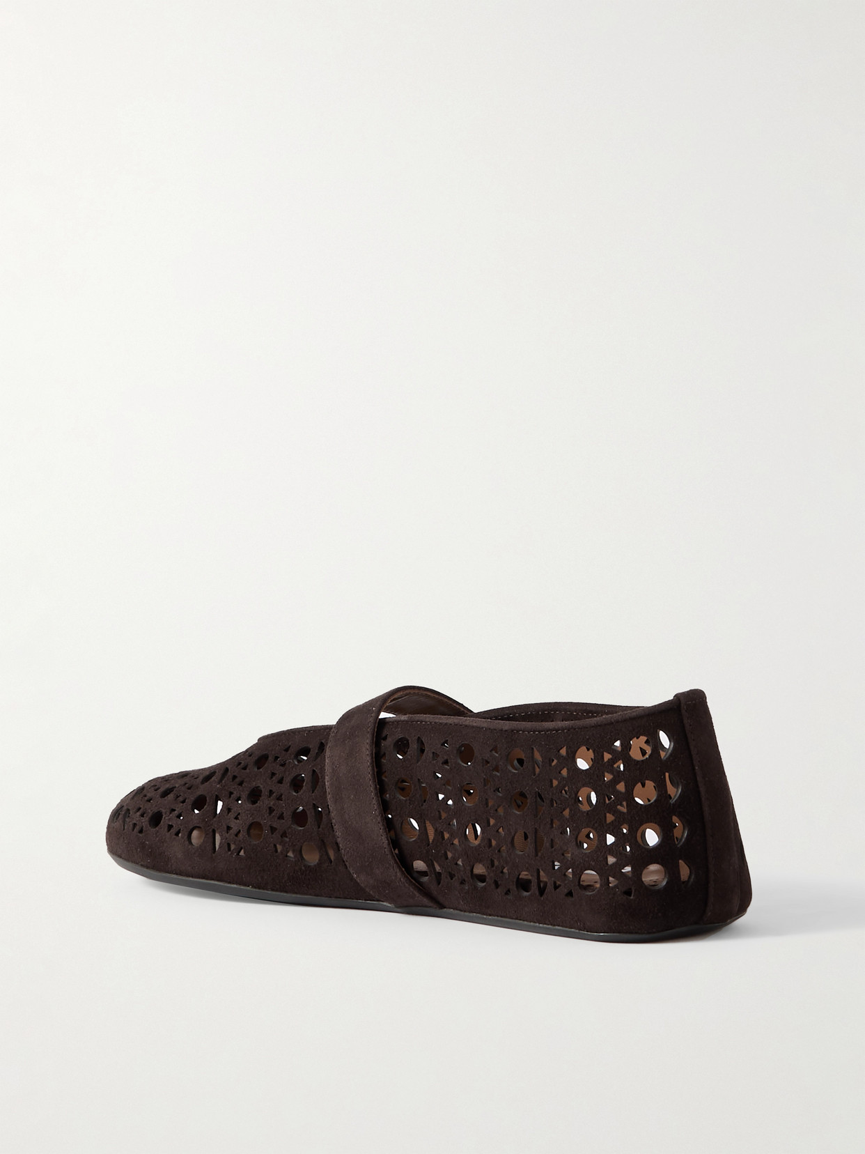 ALAÏA PERFORATED SUEDE BALLET FLATS