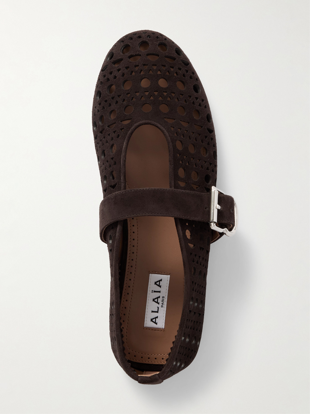 ALAÏA PERFORATED SUEDE BALLET FLATS