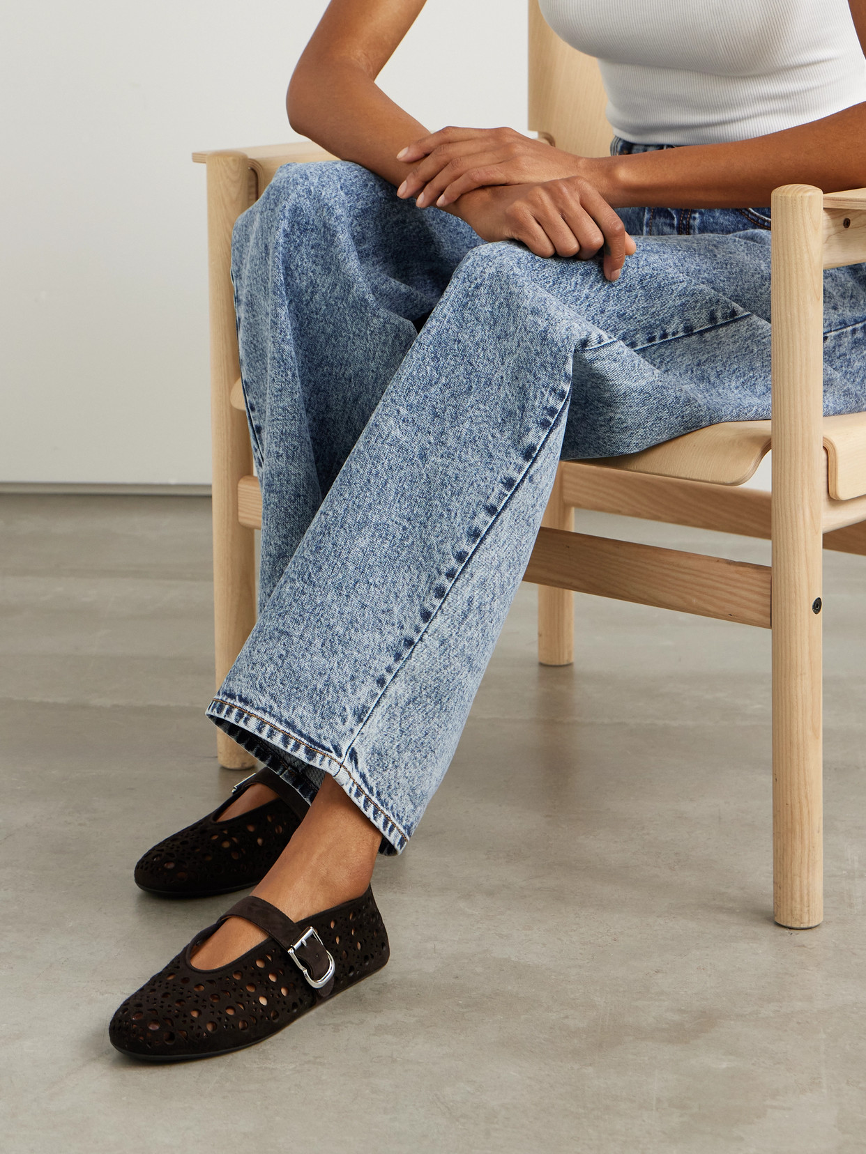 ALAÏA PERFORATED SUEDE BALLET FLATS