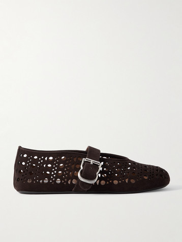 Alaïa Perforated suede ballet flats