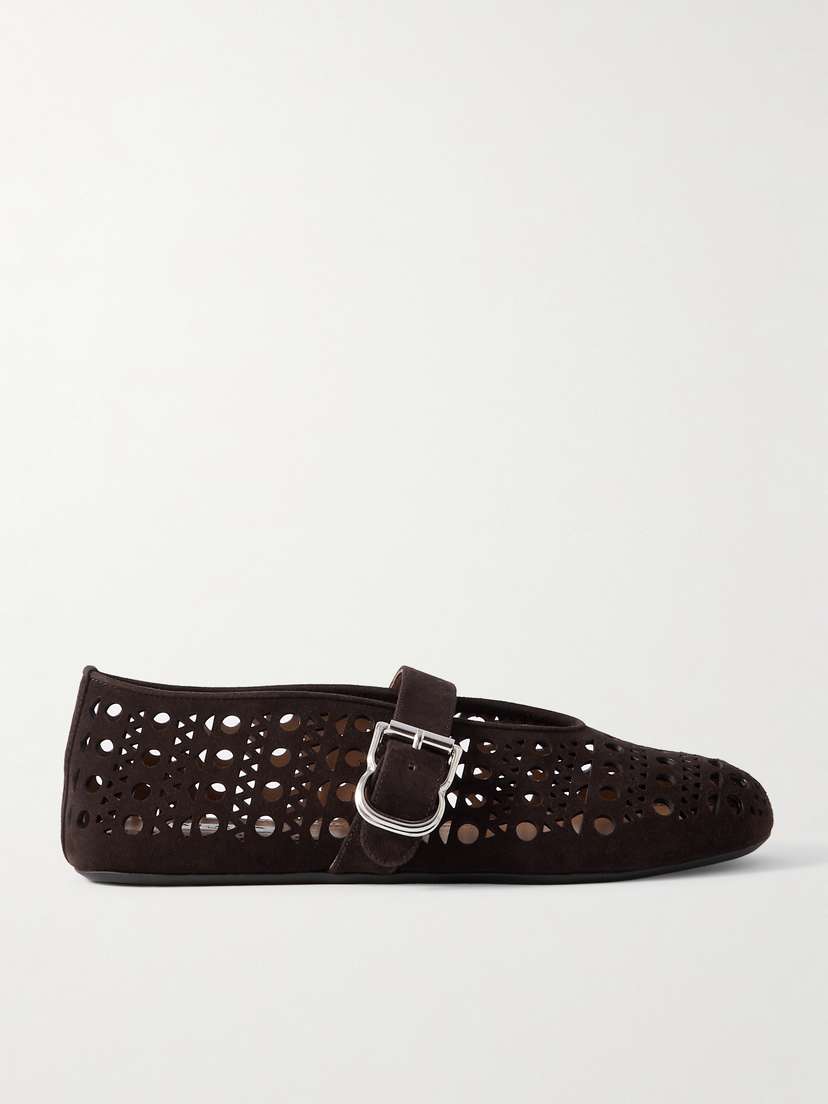 Alaïa Perforated Suede Ballet Flats