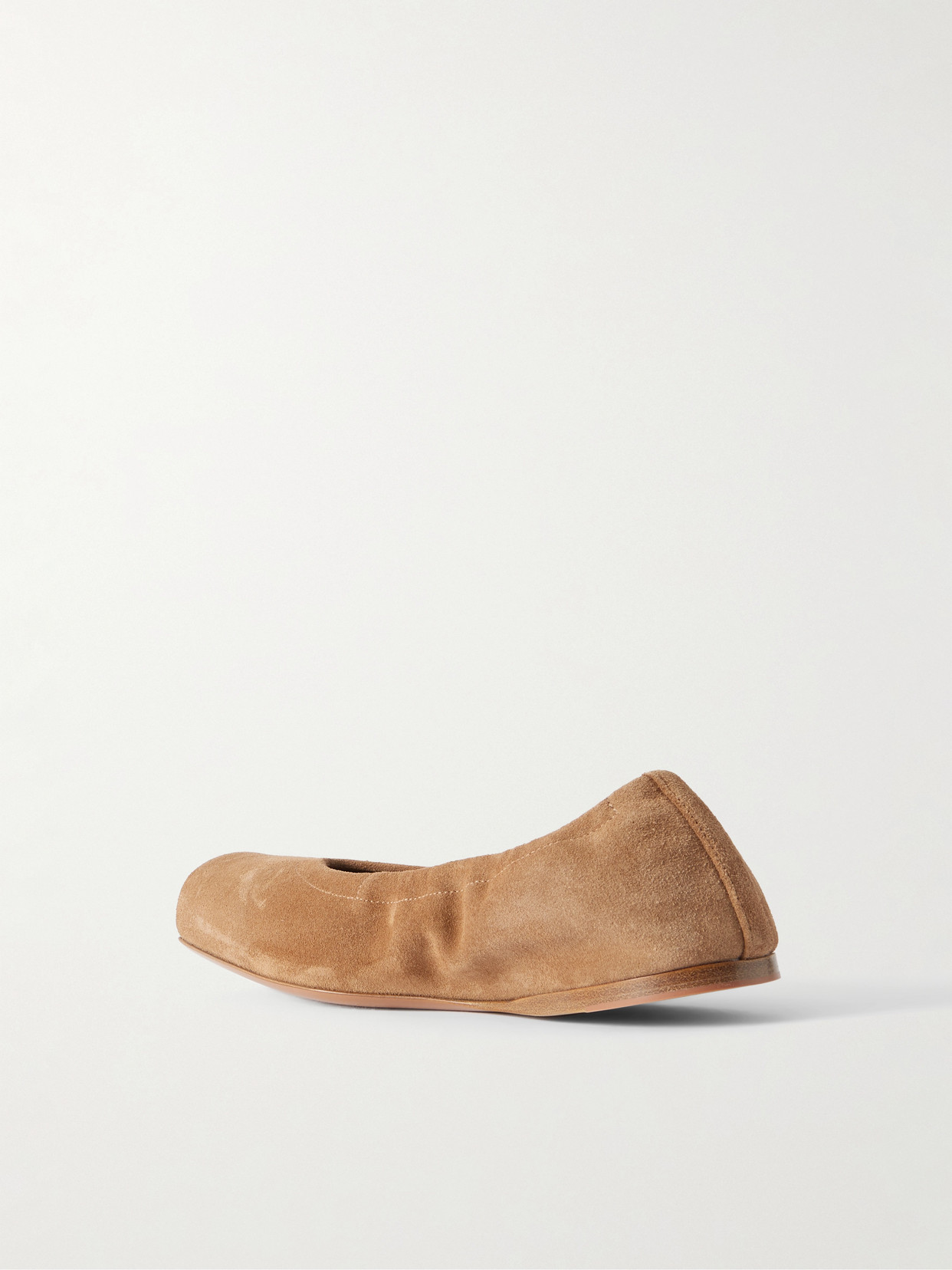 Alaïa Leather-trimmed Suede Ballet Flats