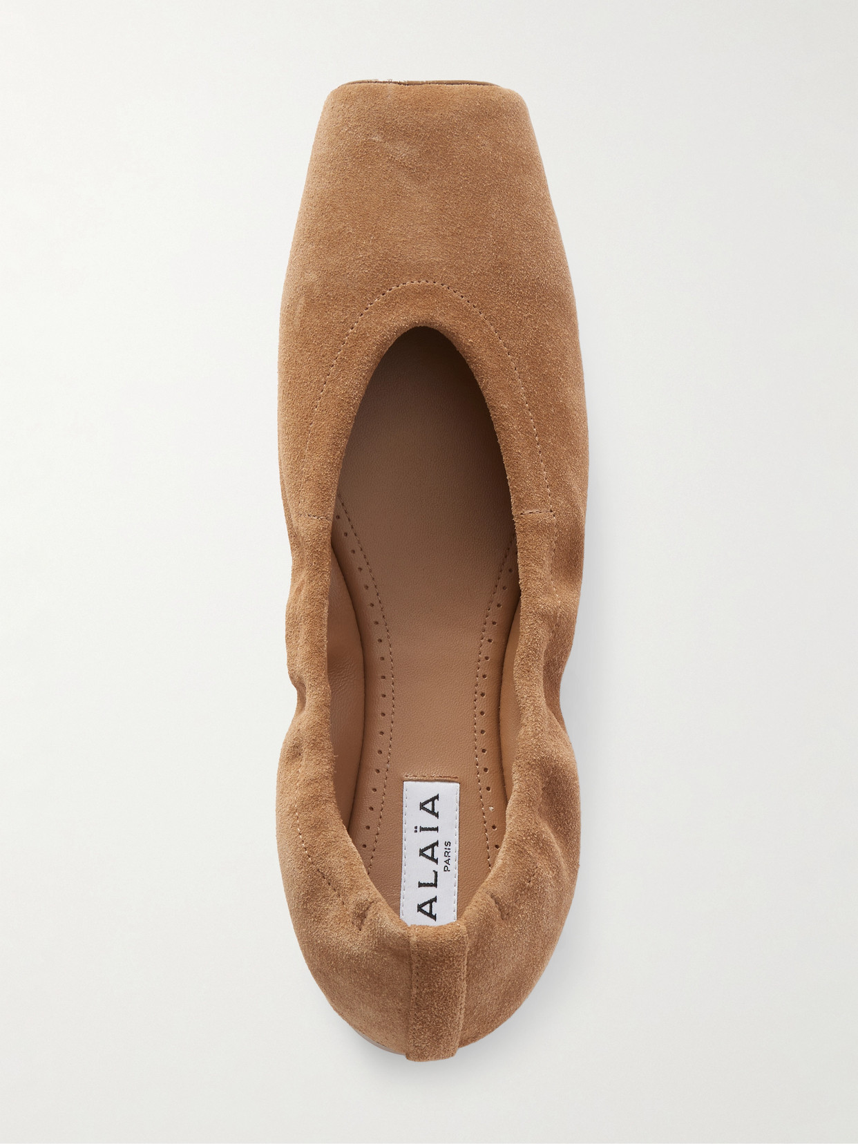 Alaïa Leather-trimmed Suede Ballet Flats