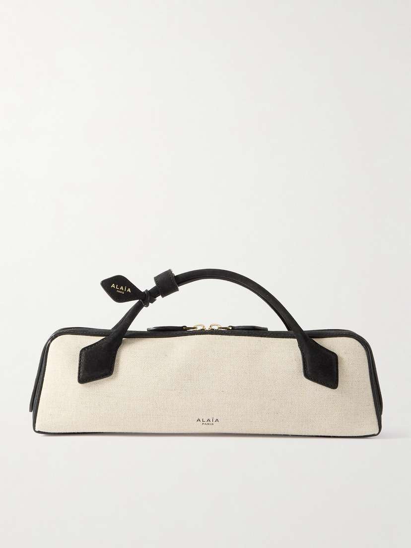 Alaïa Le Teckel Leather-trimmed Canvas Clutch