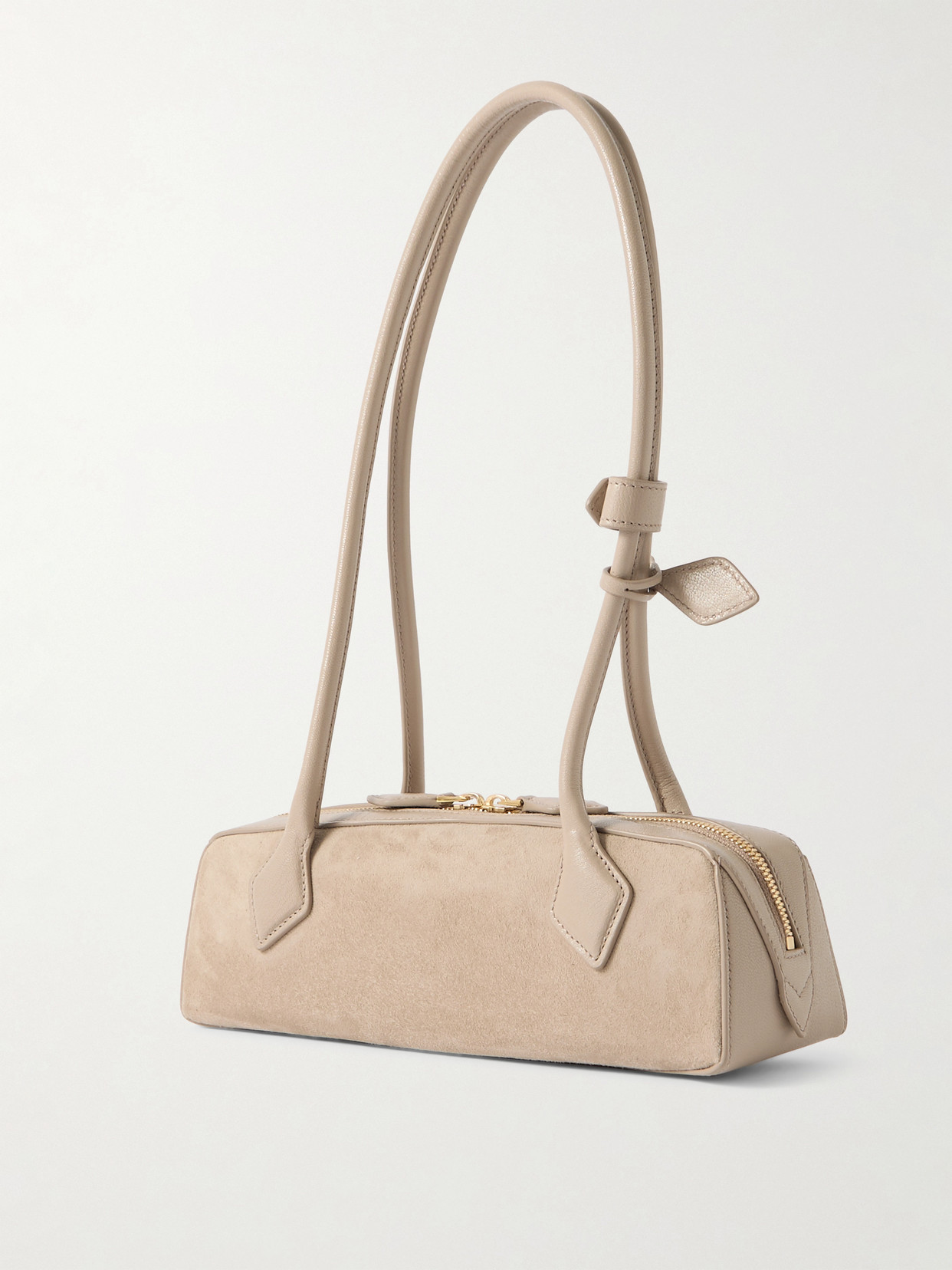 Alaïa Le Teckel Small Leather-trimmed Suede Shoulder Bag