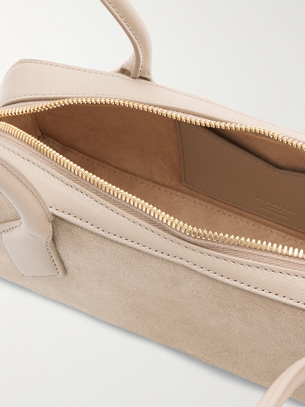 Alaïa Le Teckel Small Leather-trimmed Suede Shoulder Bag