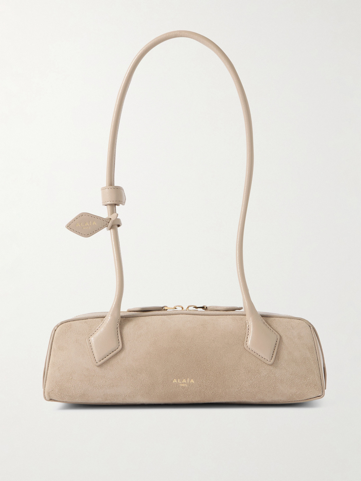 Alaïa Le Teckel Small Leather-trimmed Suede Shoulder Bag