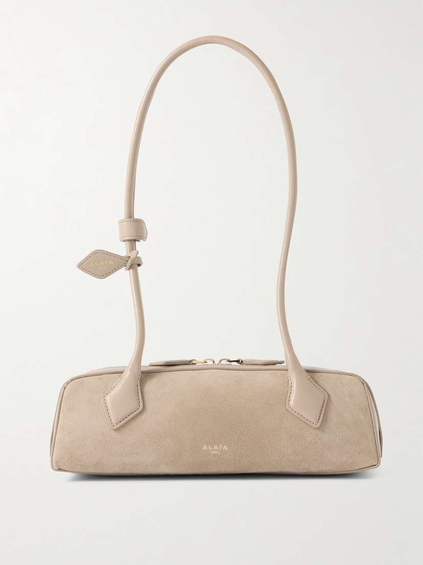 Alaïa Le Teckel Small Leather-trimmed Suede Shoulder Bag