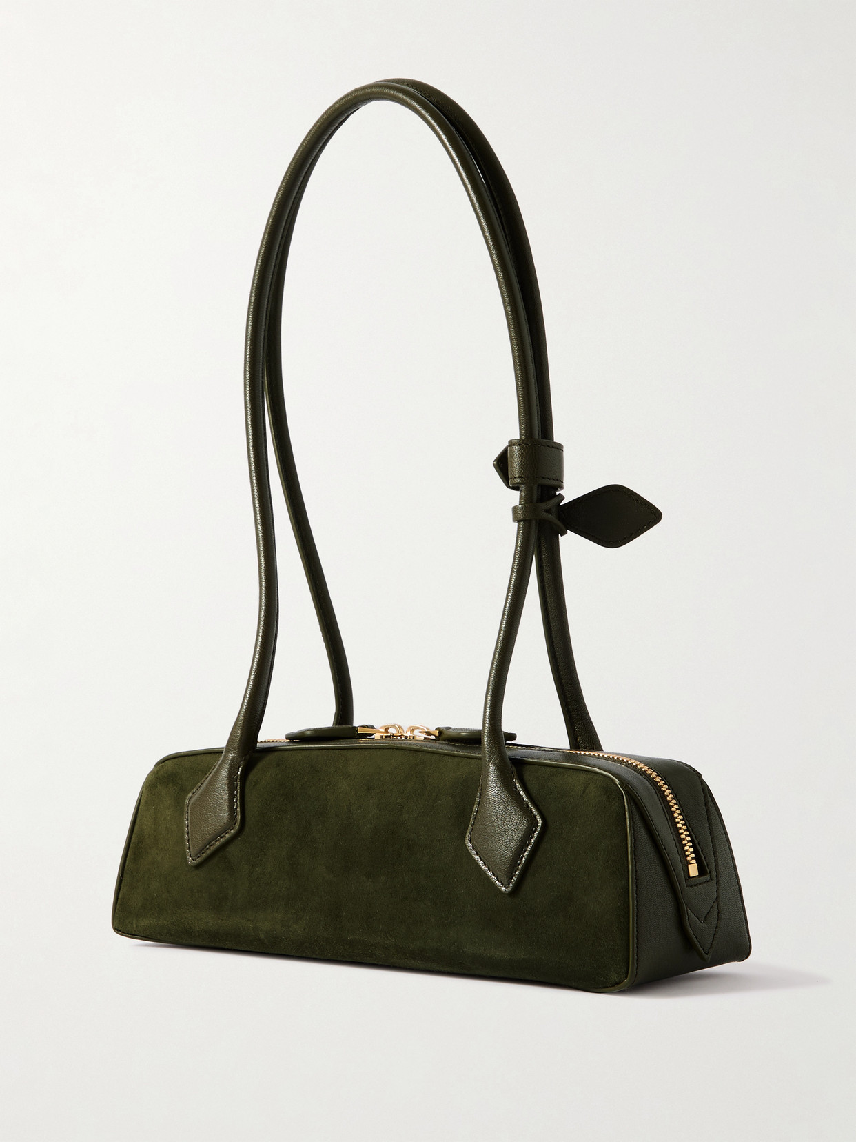 Alaïa Le Teckel Small Leather-trimmed Suede Shoulder Bag