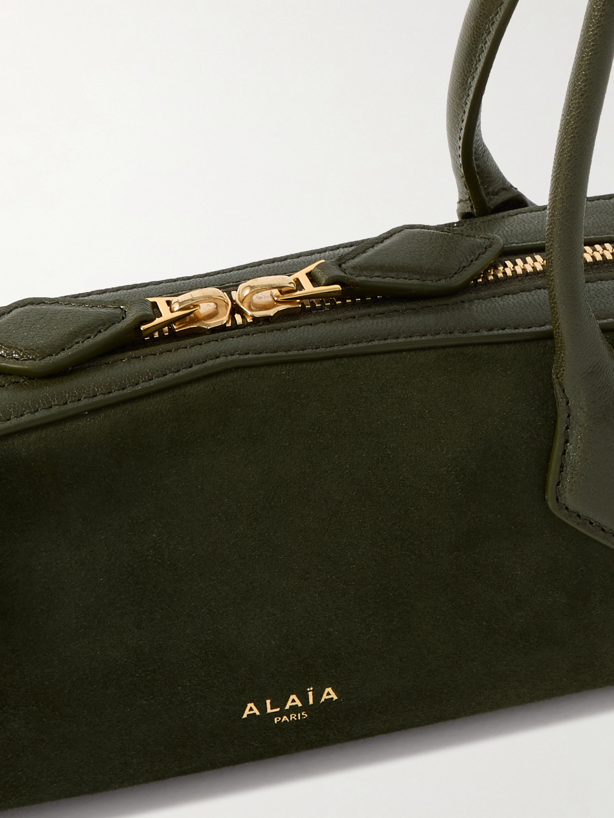 Alaïa Le Teckel Small Leather-trimmed Suede Shoulder Bag
