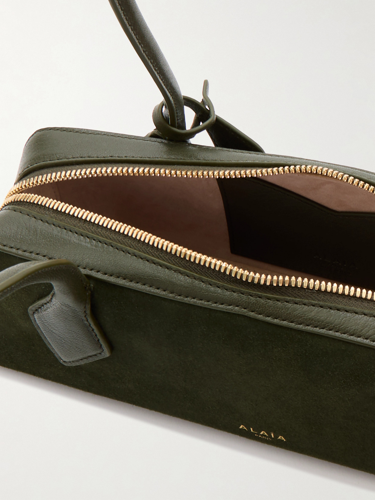Alaïa Le Teckel Small Leather-trimmed Suede Shoulder Bag