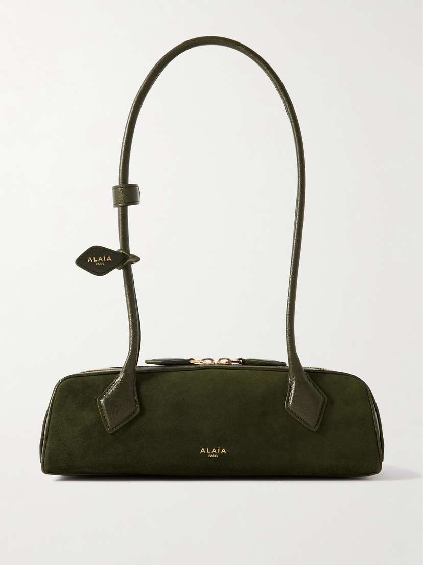 Alaïa Le Teckel Small Leather-trimmed Suede Shoulder Bag