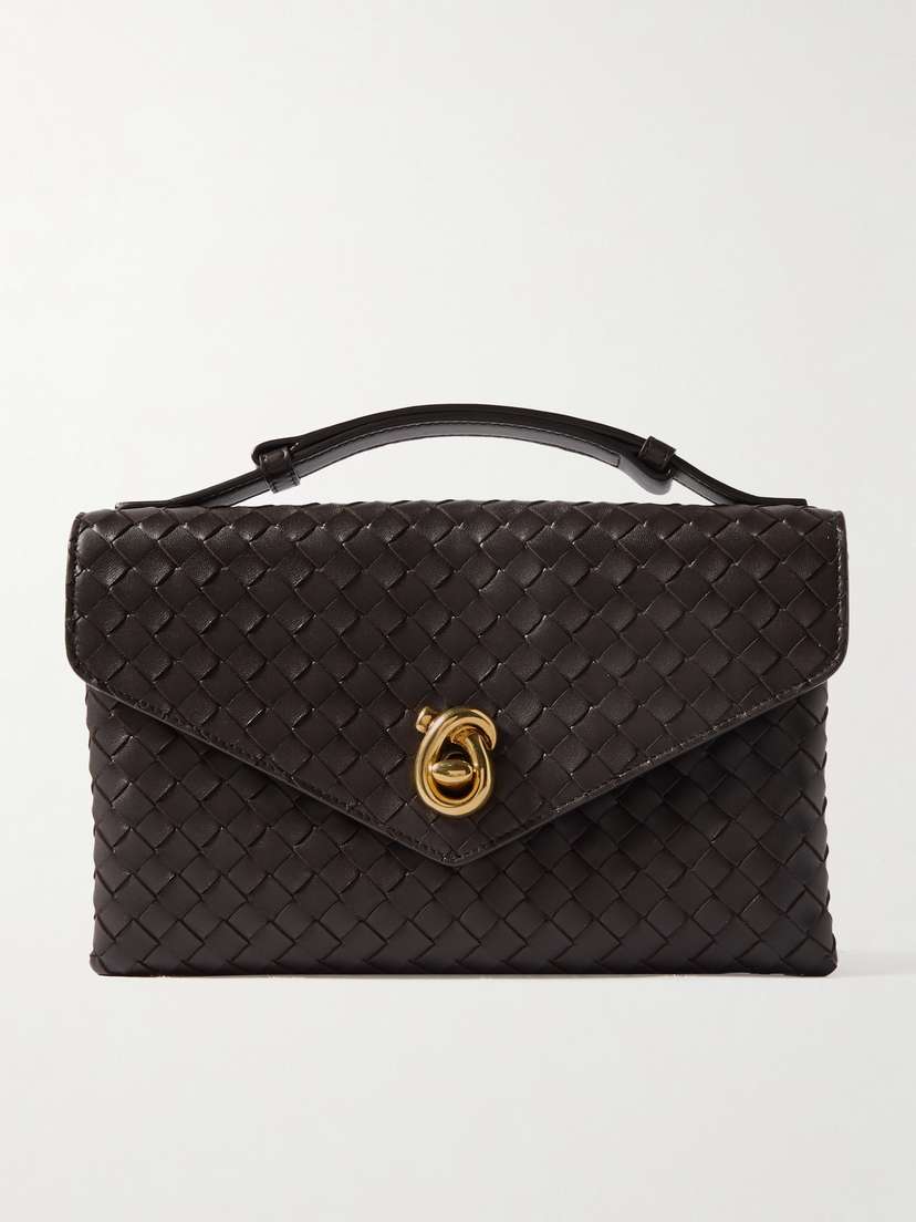Bottega Veneta Knot Lock Medium Intrecciato Leather Shoulder Bag