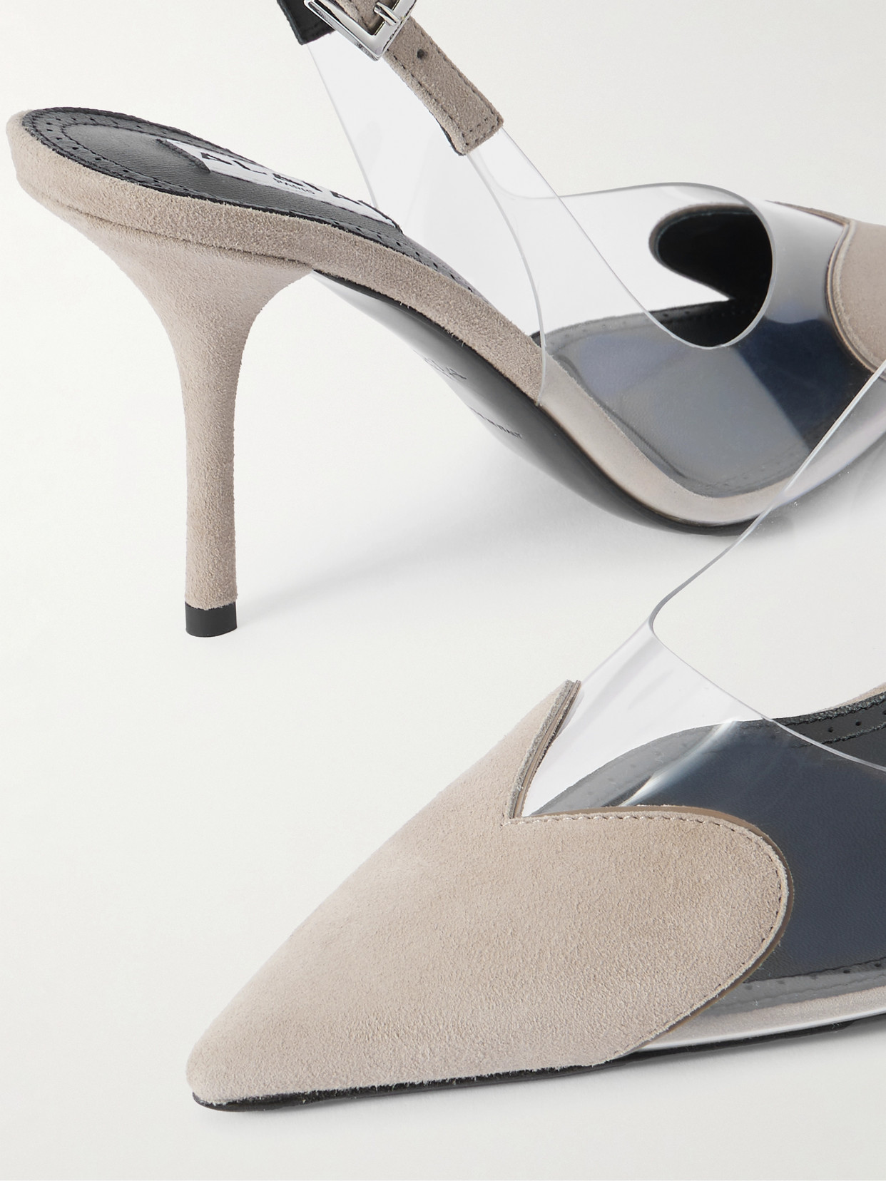Alaïa Le Cœur 90 Suede And Pvc Slingback Pumps