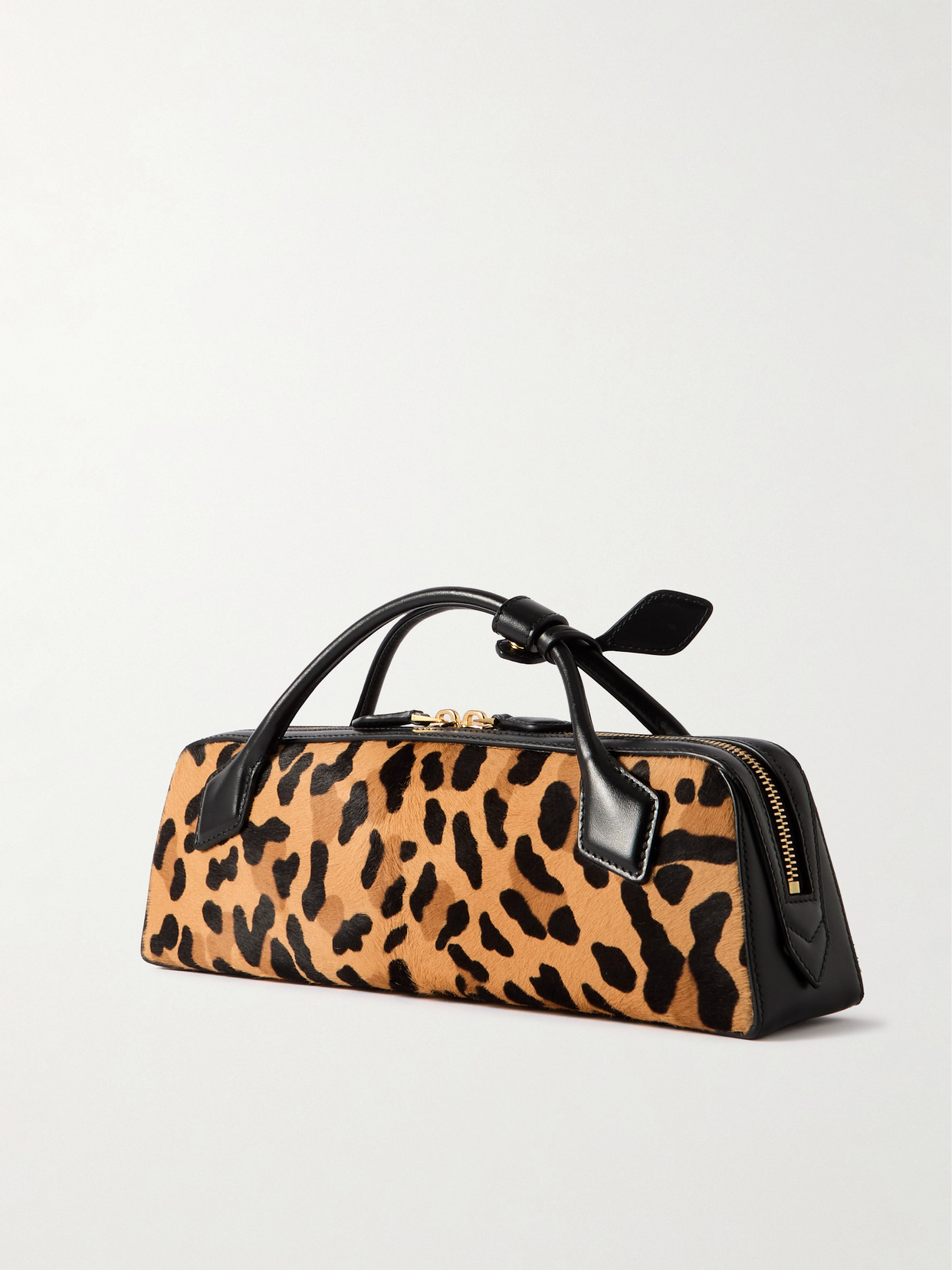 ALAÏA LE TECKEL LEATHER-TRIMMED LEOPARD-PRINT CALF HAIR CLUTCH