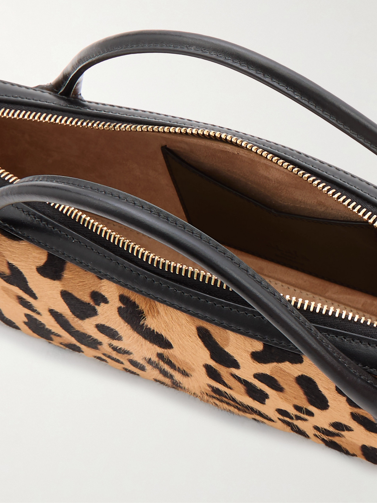 ALAÏA LE TECKEL LEATHER-TRIMMED LEOPARD-PRINT CALF HAIR CLUTCH
