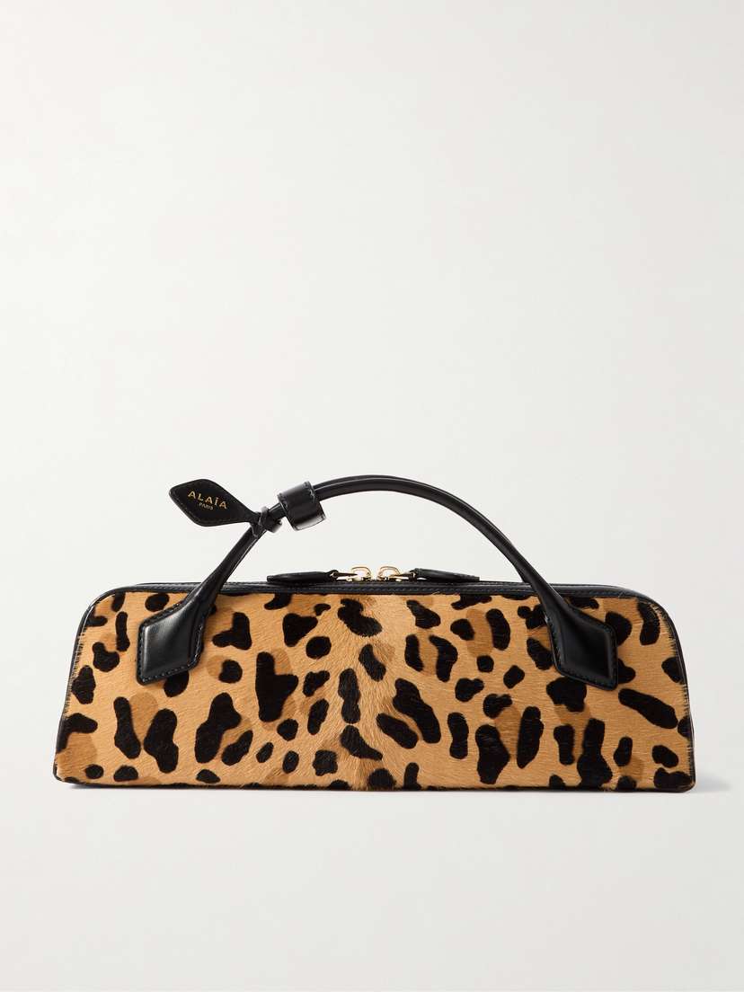 Alaïa Le Teckel Leather-trimmed Leopard-print Calf Hair Clutch