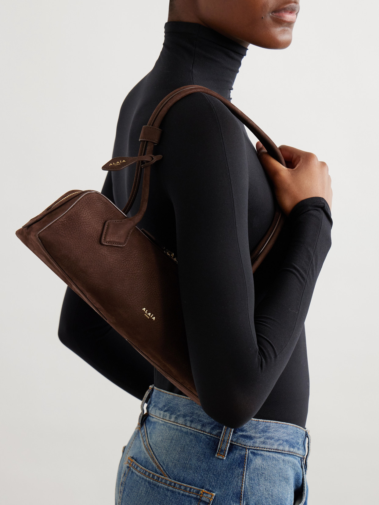 Alaïa Le Teckel Medium Nubuck Shoulder Bag