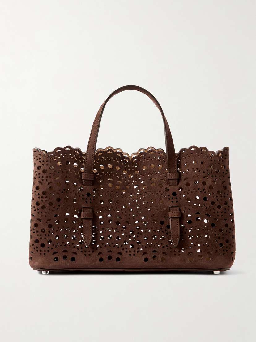 Alaïa Mena 25 E/w Medium Laser-cut Nubuck Tote