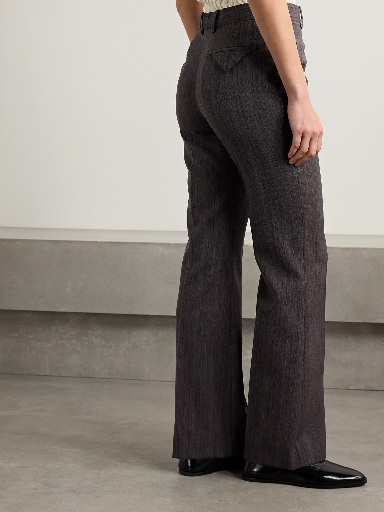 BOTTEGA VENETA STRIPED WOOL-BLEND STRAIGHT-LEG PANTS