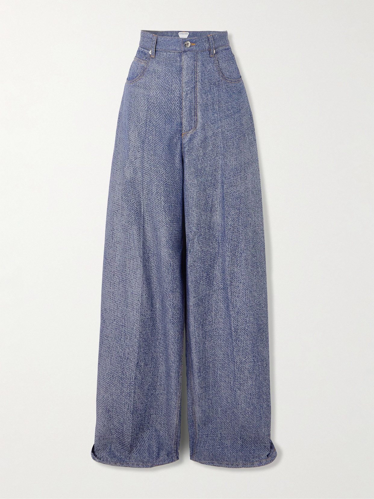 Bottega Veneta Wool And Cotton-blend Twill Wide-leg Trousers In Blue