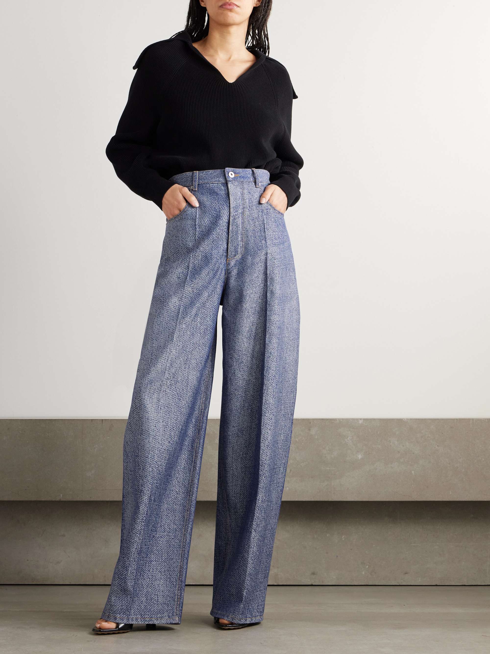 BOTTEGA VENETA Wool and cotton-blend twill wide-leg pants BOTTEGA VENETA Wool and cotton-blend twill wide-leg pants
