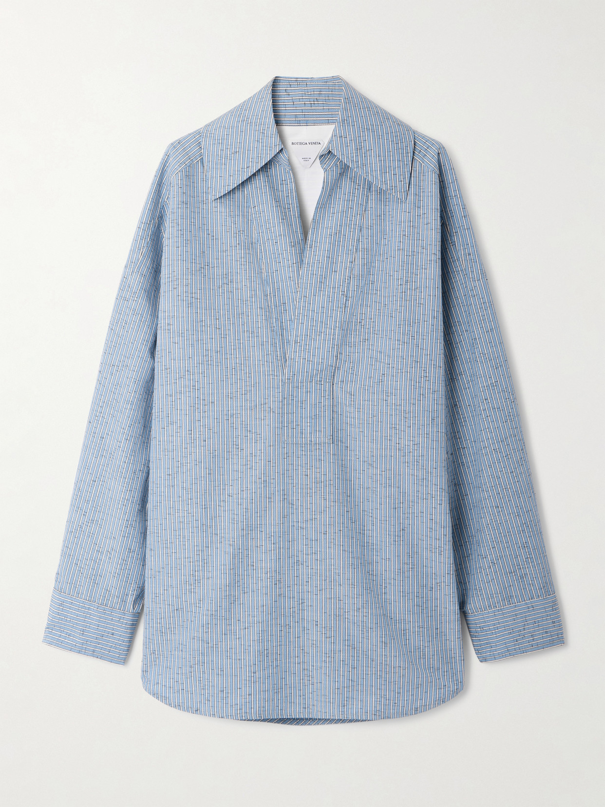 Bottega Veneta Oversized Striped Cotton-blend Shirt In Blue