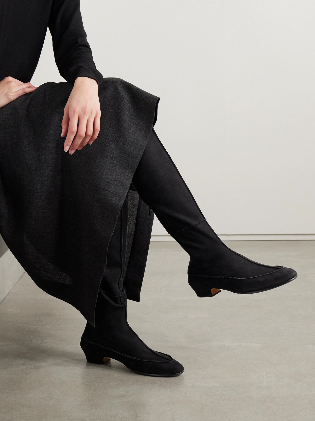 The Row Hereditas Shearling Over-the-knee Boots In Black