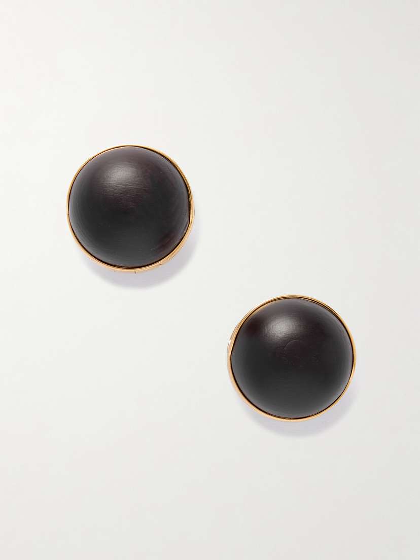 Alaïa Sphere Gold-tone Wood Earrings