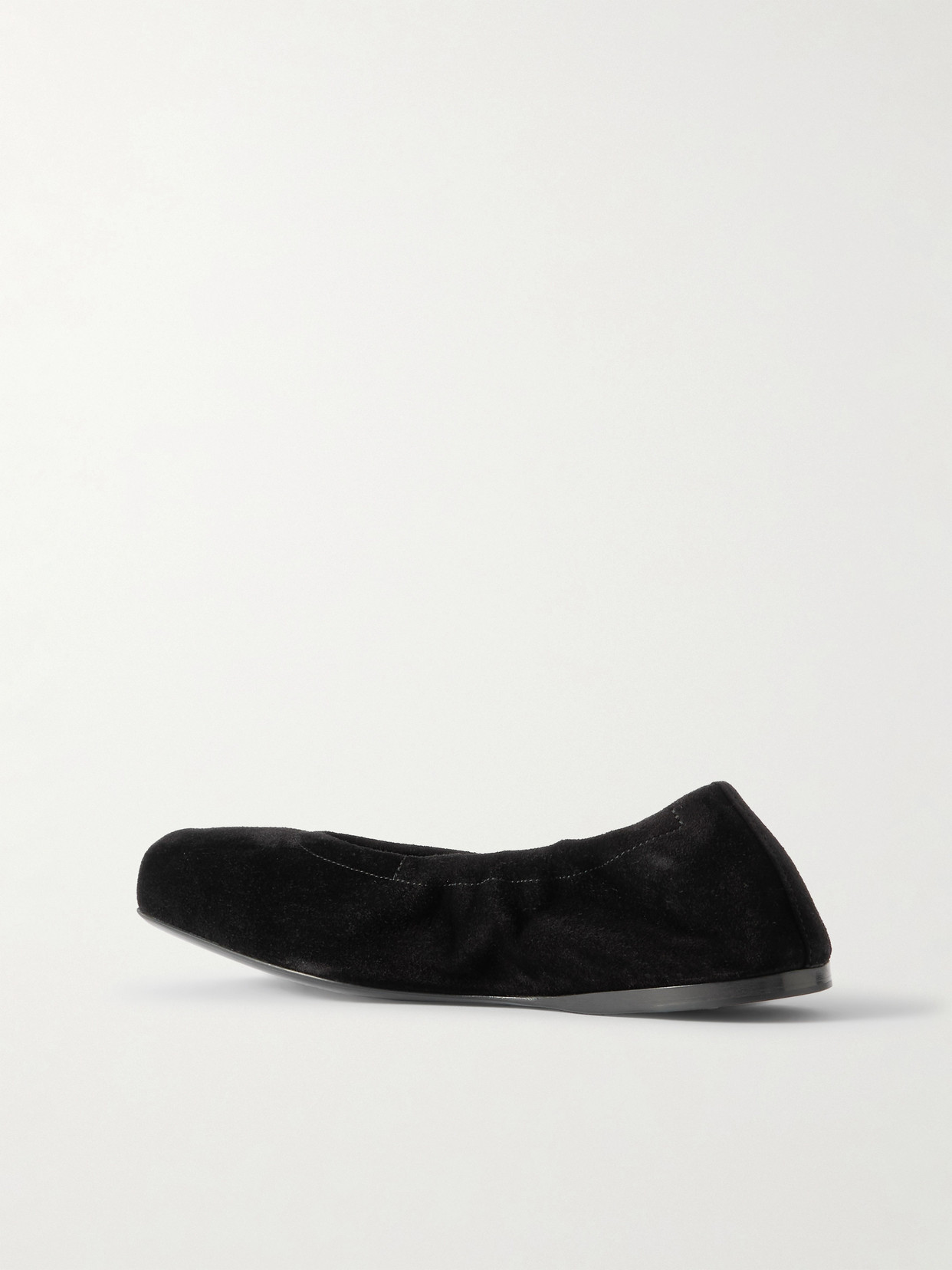 ALAÏA LEATHER-TRIMMED SUEDE BALLET FLATS 