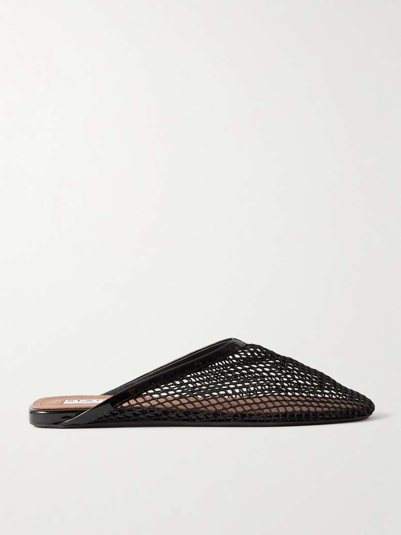 Alaïa Leather-trimmed Fishnet Mules