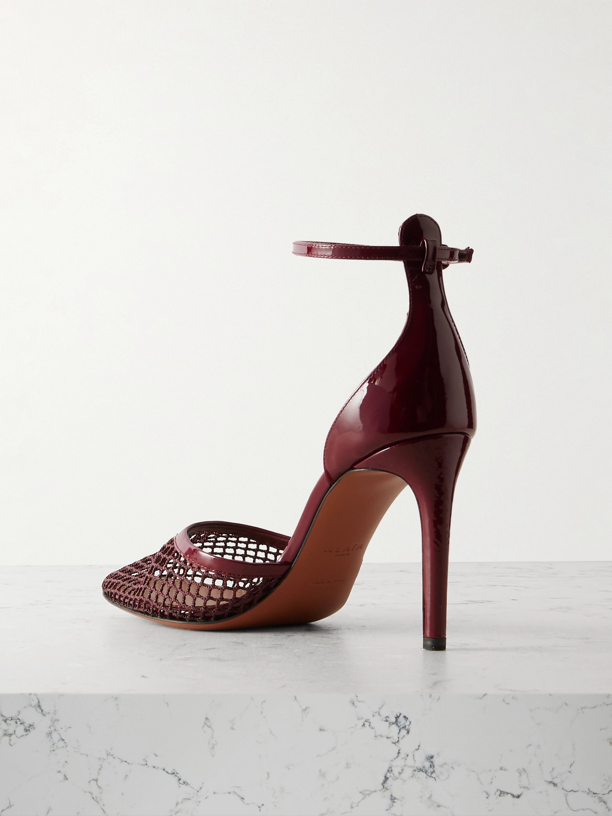 Alaïa 90 Fishnet And Patent-leather Pumps