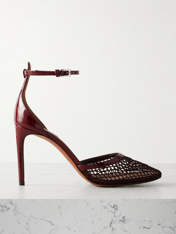 Alaïa 90 fishnet and patent-leather pumps