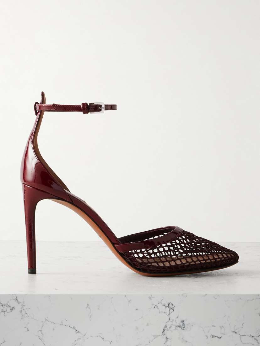 Alaïa — 90 fishnet and patent-leather pumps
