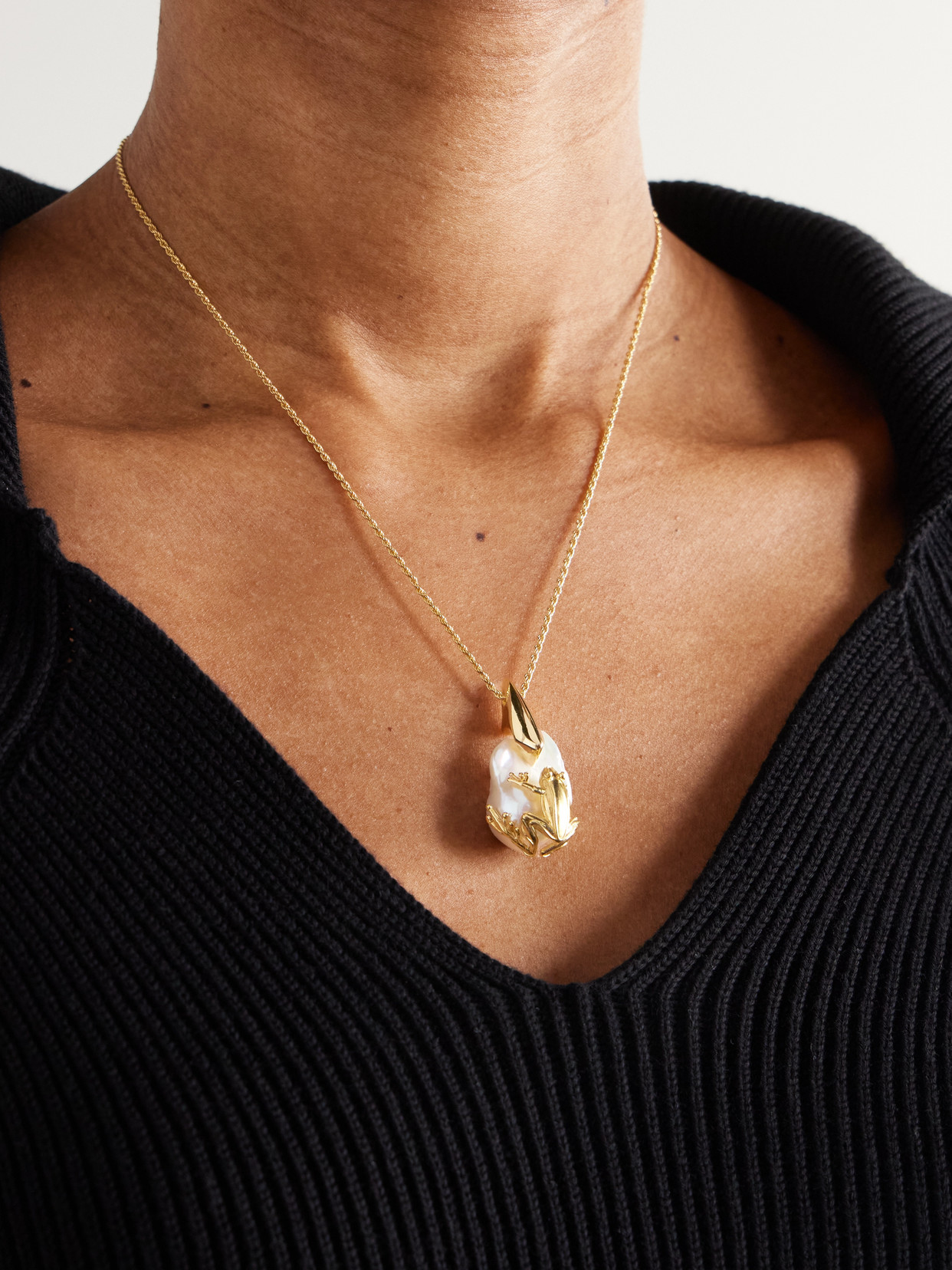 Bottega Veneta Gold-plated Pearl Necklace In Gold