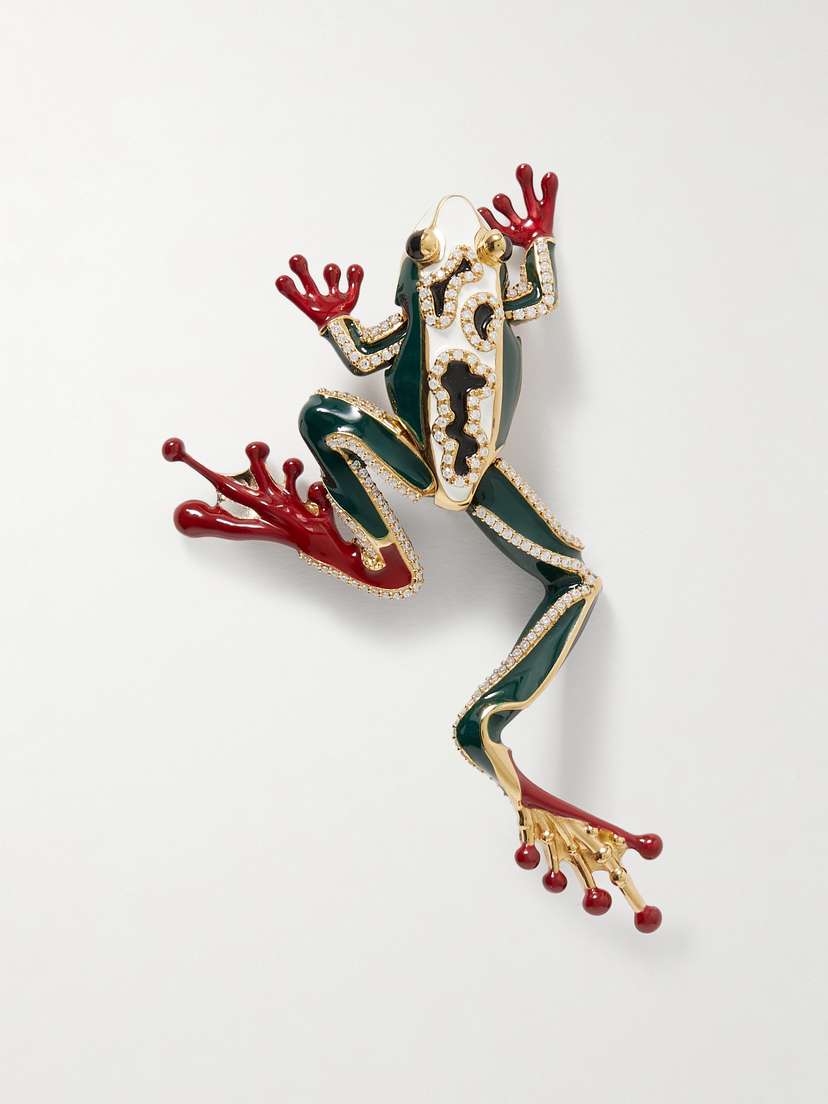 Bottega Veneta Gold-tone, Enamel And Crystal Brooch