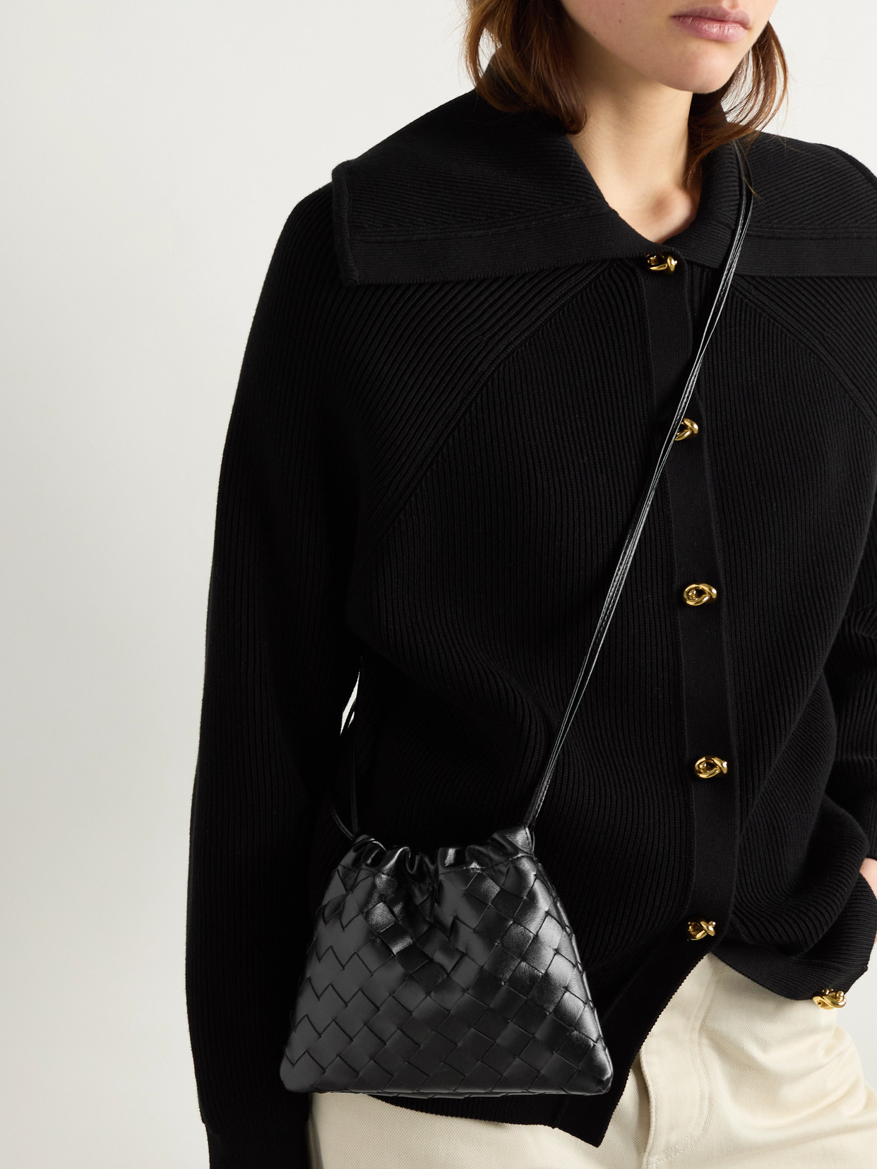 Shop Bottega Veneta Intrecciato Leather Pouch In Black