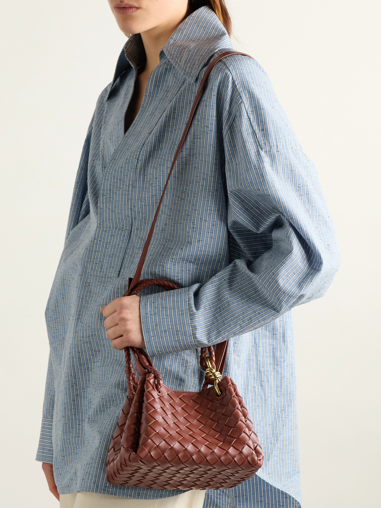 Bottega Veneta Parachute Small Intrecciato Leather Tote Bag In Red