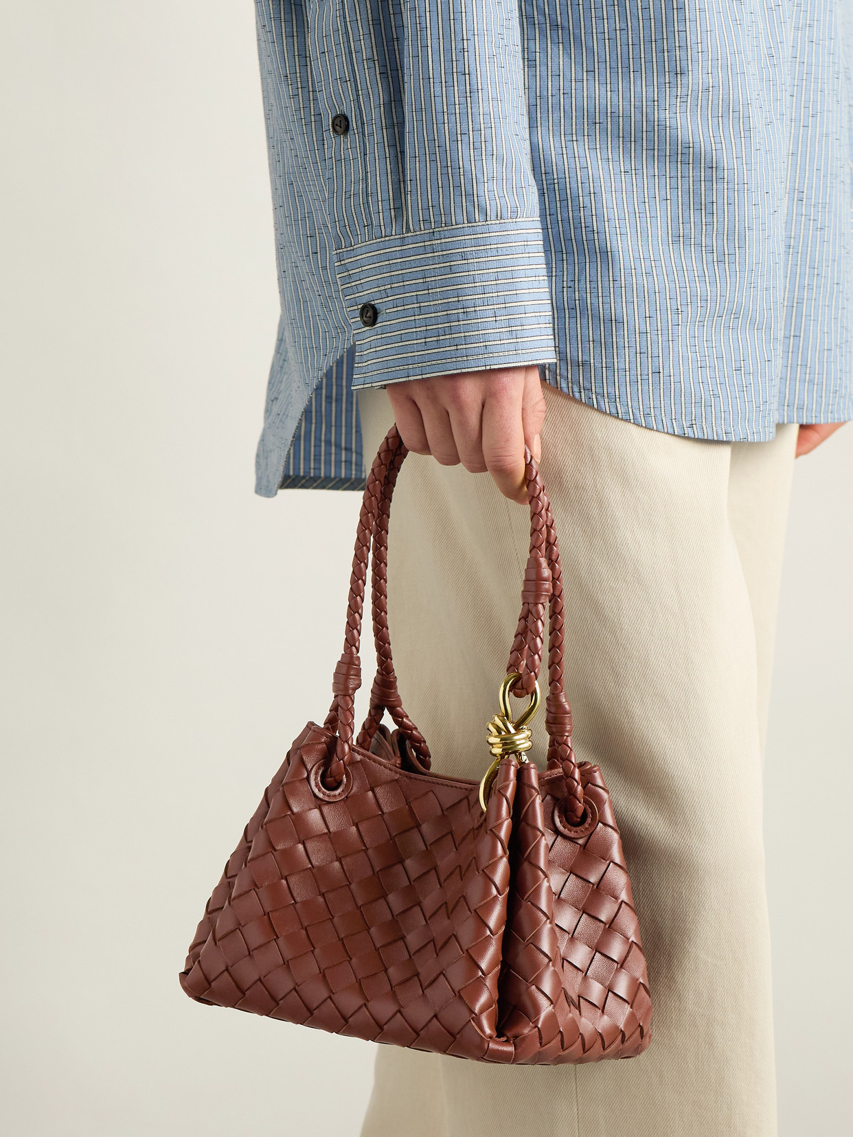Bottega Veneta Parachute Small Intrecciato Leather Tote Bag In Red
