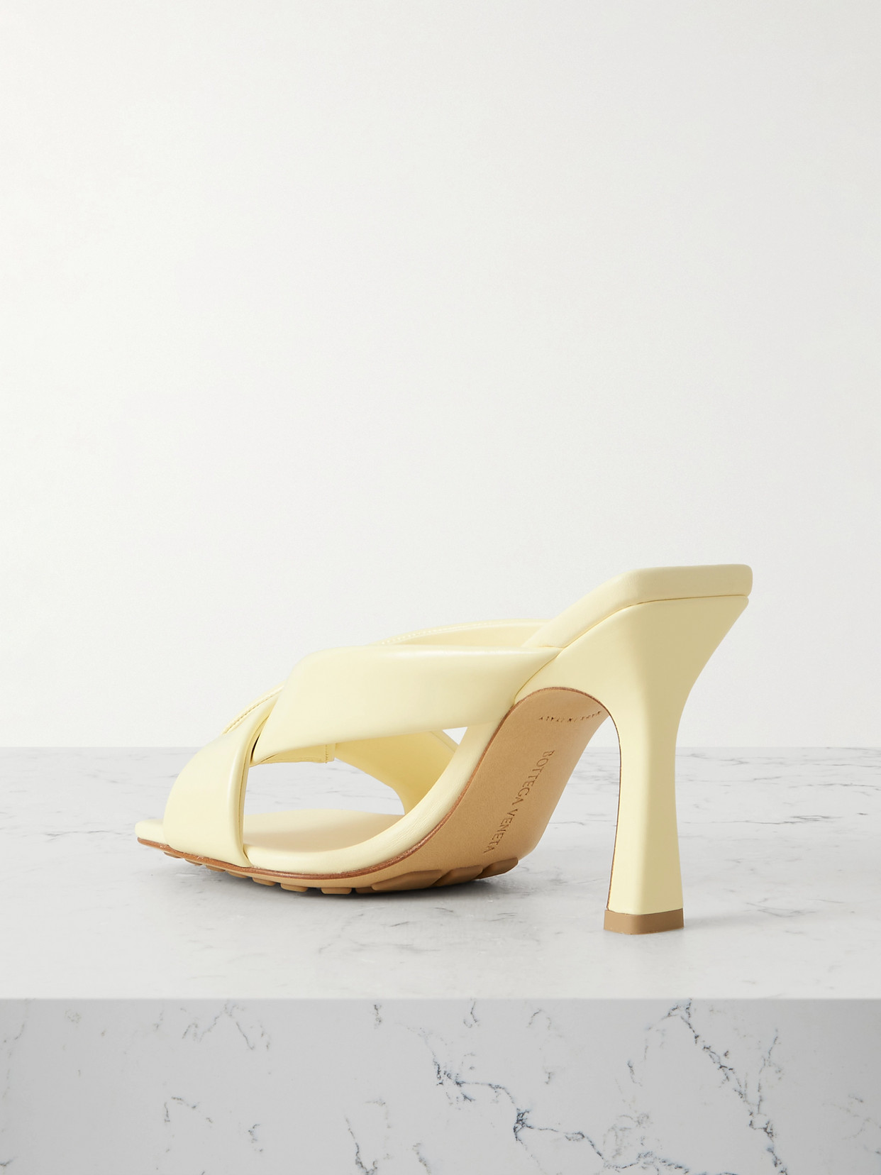 Riva Padded Glossed-Leather Mules