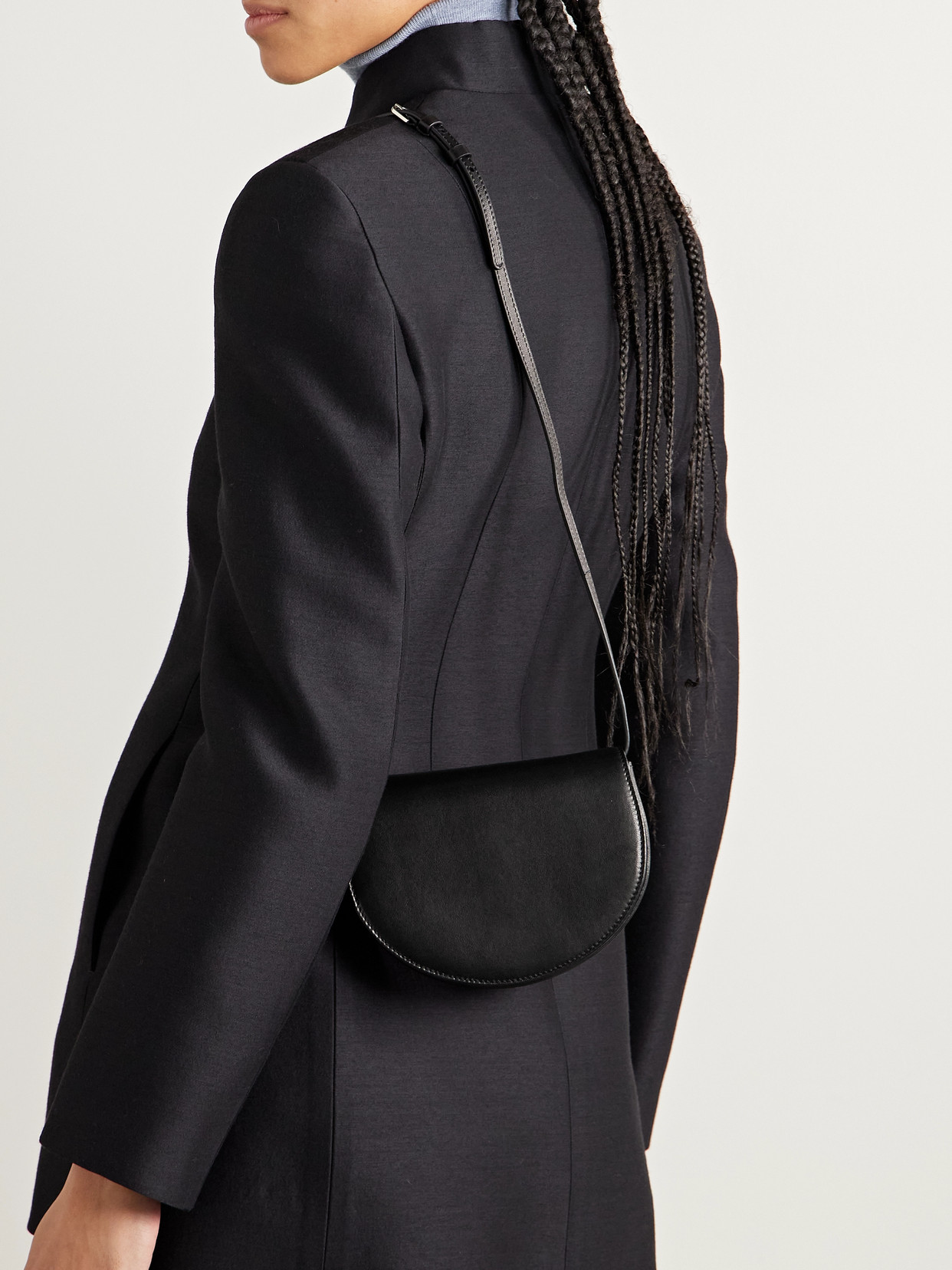 The Row Mini Canteen Leather Shoulder Bag In Black