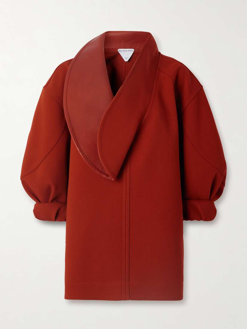 Bottega Veneta Oversized Leather-trimmed Cotton-blend Crepe Blouse
