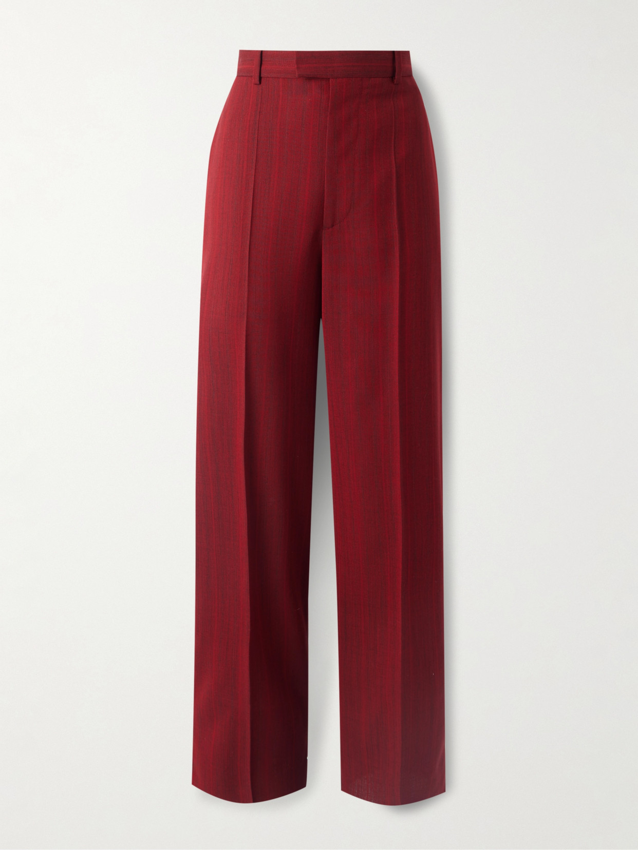 Bottega Veneta Striped Wool-blend Pants In Red