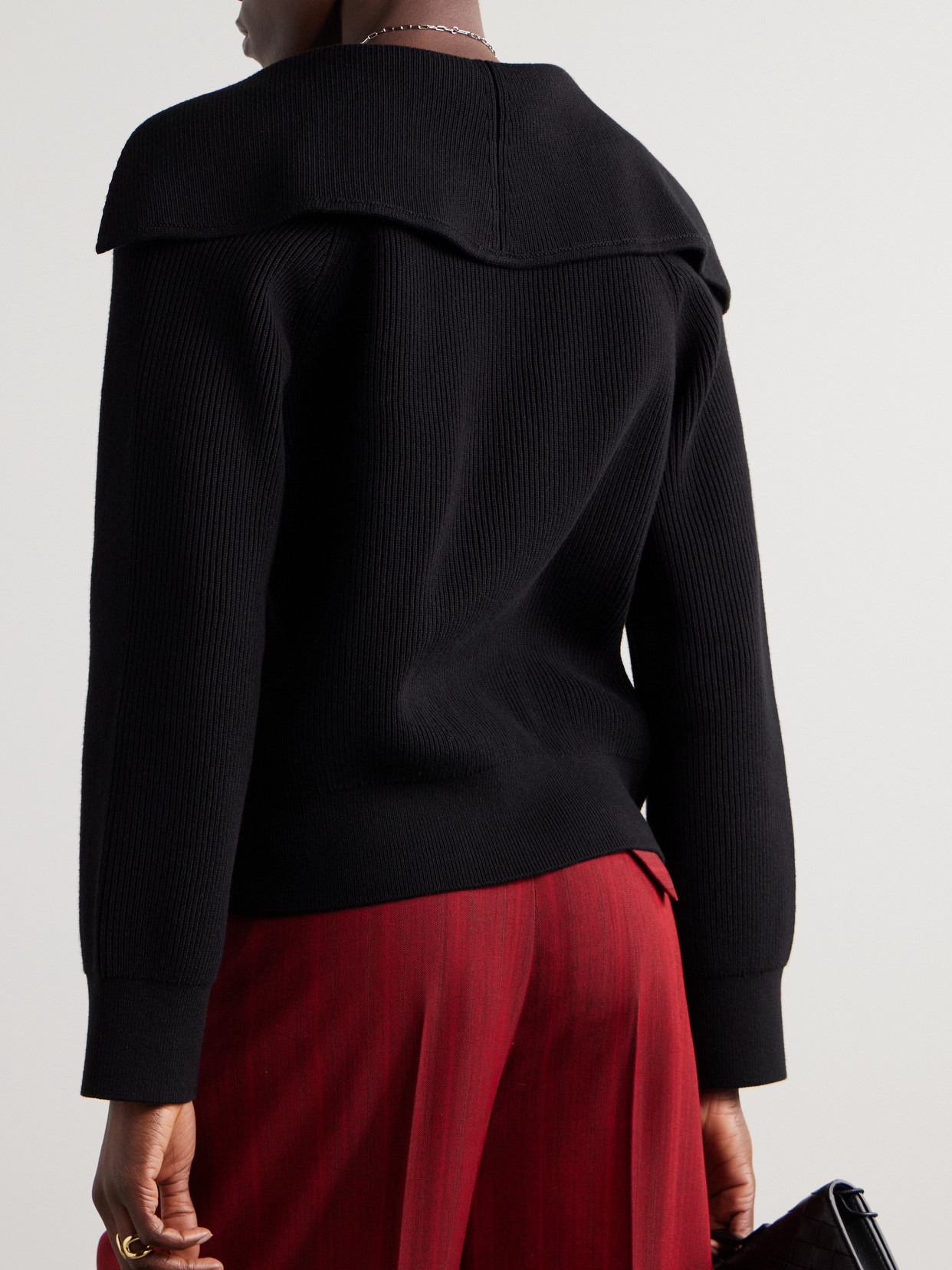 Bottega Veneta Stretch Cotton Blend Polo Shirt With Ribbed Texture In Black