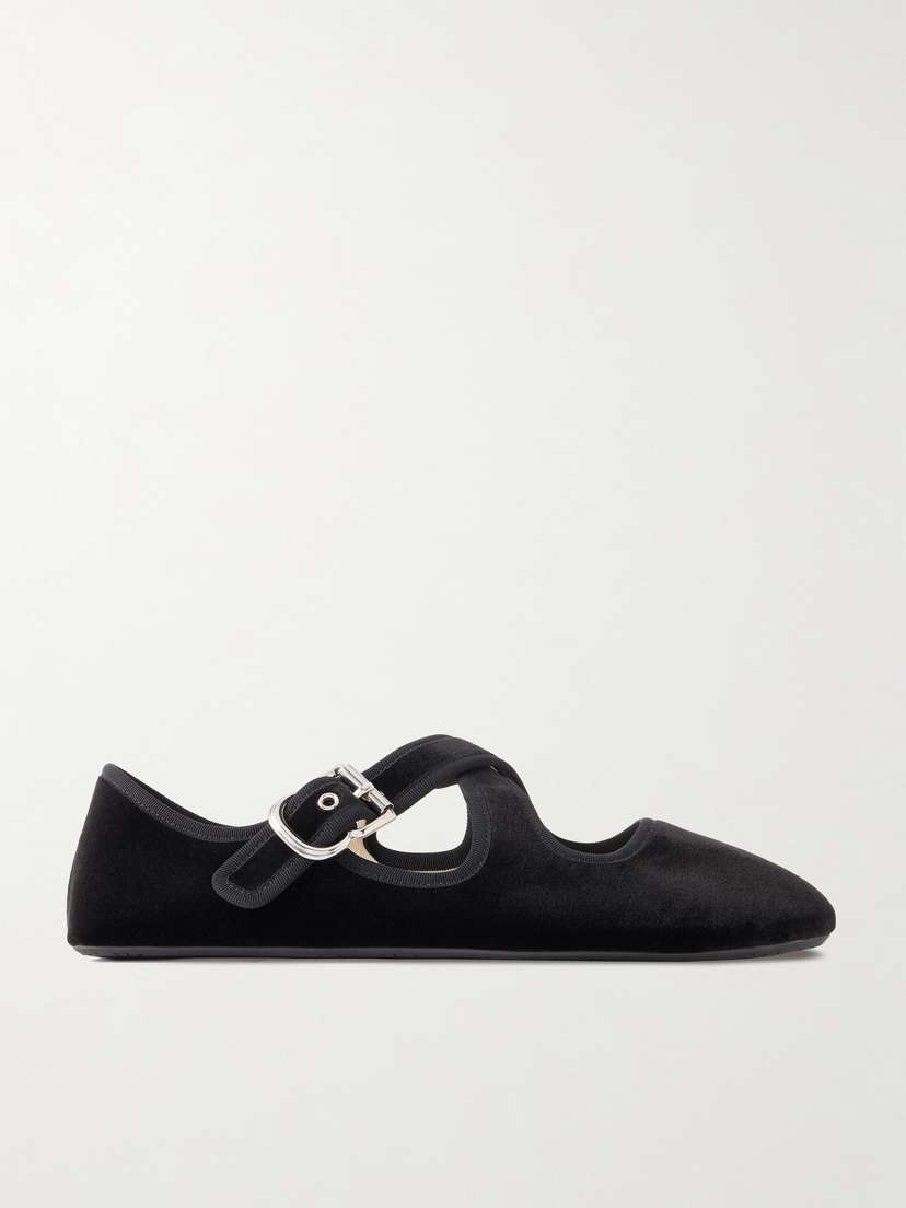 Alaïa Criss Cross Velvet Ballet Flats